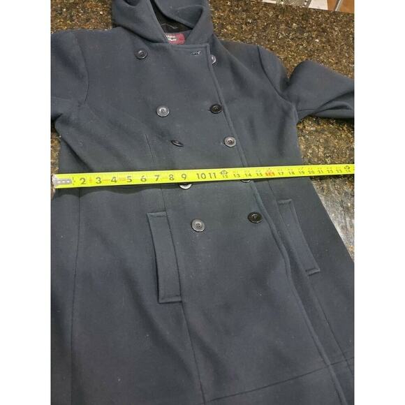 Vintage Stephanie Mathews Women Black 100% Wool Long Sleeve Button Front Coat 12 - Picture 9 of 12